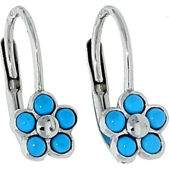 Náušnice Goldstore Zlaté náušnice tyrkys květina Váha: 1.22 g