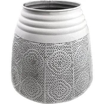 Svícen Svícen plech + sklo v. 20cm šedý