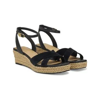 Dámské polobotky Espadrilky Tommy Hilfiger Leather & Suede Mid Wedge Espad FW0FW08804 Černá 37