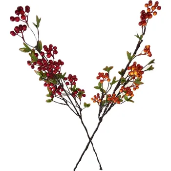 umělá květina Jeřabina větev luxusní 90 cm Barva: Červená