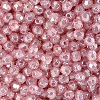 Dětské navlékací korálky Manumi české broušené korálky 4 mm Luster Milky Pink