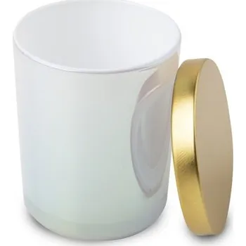 Dóza na potraviny Skleněná bílá nádoba s andělskou aurou na svíčku s víčkem 70x85mm