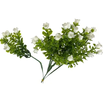 umělá květina Větvička s bílým květem X1 - 22 cm, svazek 6 ks