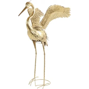 Plechový pták - volavka Leonardus 99 cm zlatý