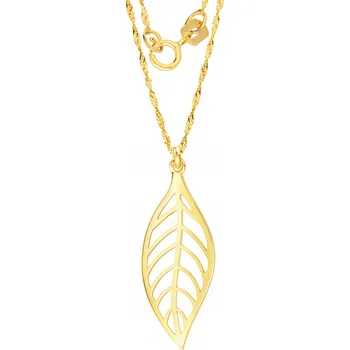 Náhrdelník Zlatý Řetízek 585 Lístek List Celebrita Náhrdelník ZLATO 14K
