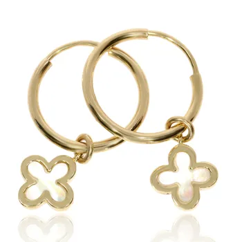 Náušnice Zlatnictví Helios Zlaté kroužky se čtyřlístky