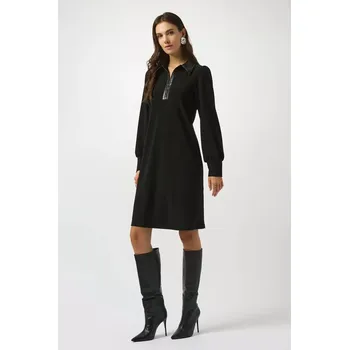 Dámské šaty JOSEPH RIBKOFF dámské šaty černé s koženkovým límcem