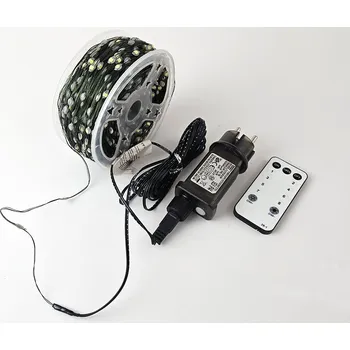 Vánoční dekorace VOR 200M-D DO - 200m dlouhý venkovní vánoční drátový řetěz, 2000x LED, svit bílá, bílá teplá, dálokové ovládání, 8 světelných programů, nap. adaptér 230V Barva: Bílá teplá