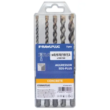 Vrták RAWLPLUG Sada vrtáků do betonu AGGRESSOR SDS plus; 5, 6, 8, 10, 12 x 160 mm