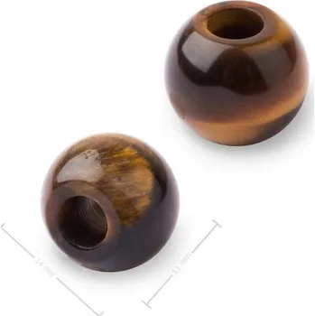 Přívěsek Korálek z minerálu Tygří oko s velkým průtahem pro Macramé 14x11 mm