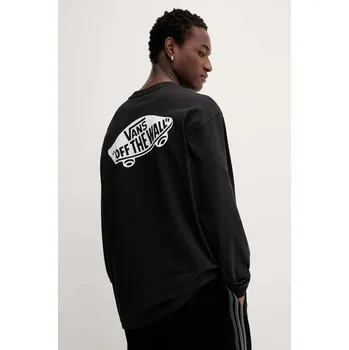 Pánské oblečení Bavlněné tričko s dlouhým rukávem Vans VN000R7AY281 černá 99X, vel. XL