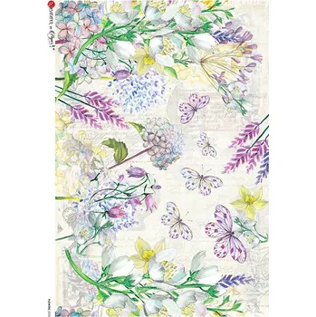 Umělecký papír Rýžový papír na decoupage - A4- Květiny (Flowers) 0236