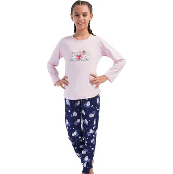 Dívčí pyžamo Růžové i modré dívčí pyžamo, počítaní oveček - zamilované ovečky 1F0968 růžová 158-164-13-14-let