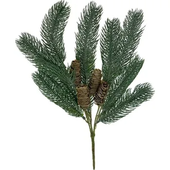 umělá květina Větev jehličí se šiškami plast 40 cm