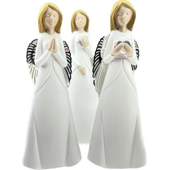 Vánoční dekorace Anděl polyston 25 cm bílý, kovová křídla