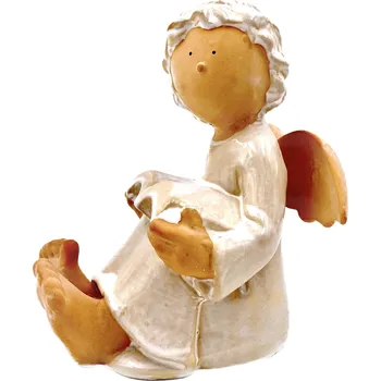 Vánoce Keramický anděl sedící 15x13x18 cm