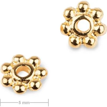 Korálek Kovový korálek mezidíl kytička 5 mm v barvě zlata
