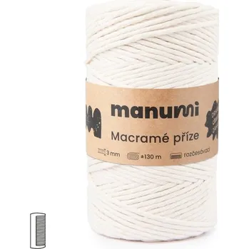 Příze Manumi Macramé příze stáčená 3mm 130m natural