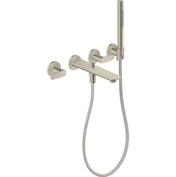 Vodovodní baterie Axor Citterio C - Tříotvorová vanová baterie pod omítku se sprchovým setem, kartáčovaný nikl 49480820