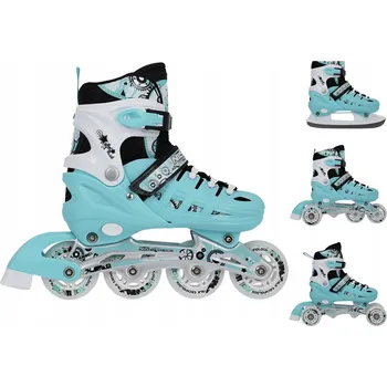 Kolečkové brusle Brusle 2v1 Nils Extreme nastavitelné bílé 31-34 4 kolečka 64 mm 82A