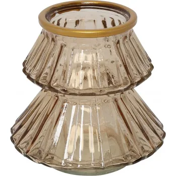 Svícen Skleněný svícen Talline S – hnědý, 11 cm