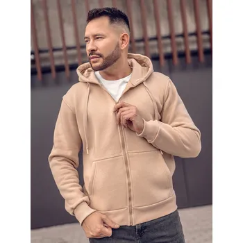 Pánská mikina Béžová pánská silná mikina na zip s kapucí Bolf 2008A - M