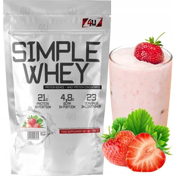 Protein Protein 4U Nutrition WPC proteinový prášek s příchutí jahody 700 g