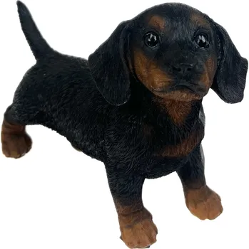 Vánoční dekorace Jezevčík štěně černý stojící polyston 15x6,5x11,5 cm