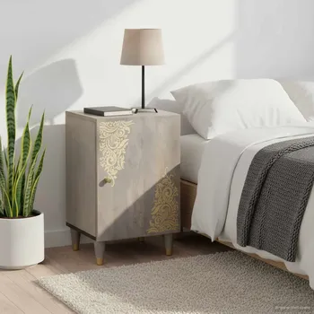 Příborník do zásuvky vidaXL Koupelnová skříň Šedá 38 x 33 x 58 cm Masivní mangové dřevo