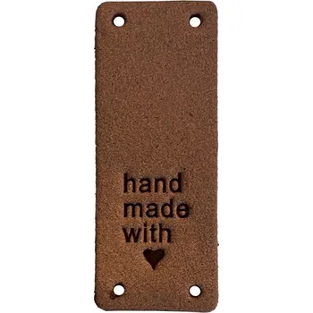 Dárková visačka Pro Háčkování Handmade cedulka přes okraj 20x50 mm hnědá koženka