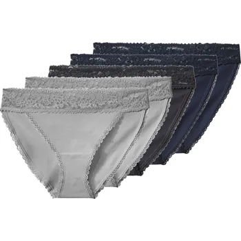 Kalhotky esmara® Dámské kalhotky s krajkou, 5 kusů (navy modrá / tmavě šedá / světle šedá, XS (32-34))