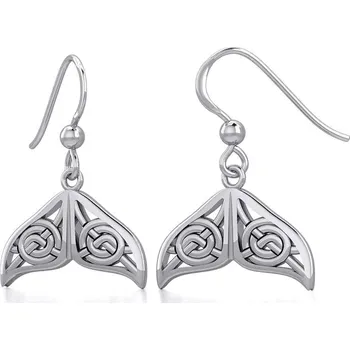 Náušnice VELRYBÍ PLOUTEV s keltskými uzly, stříbrné náušnice Ag 925