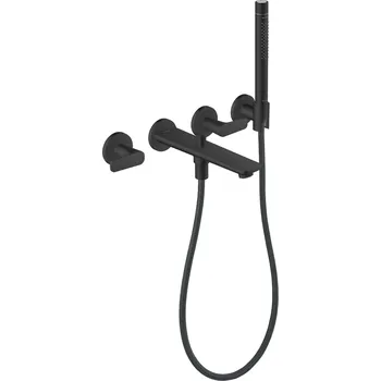 Vodovodní baterie Axor Citterio C - Tříotvorová vanová baterie pod omítku se sprchovým setem, černá matná 49480670