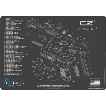 Čištění zbraně Cerus Gear MAT-CZ-P10C-SCH-GRY - Podložka pro čištění zbraní CZ P10C SCHEMATIC CHAR GRAY