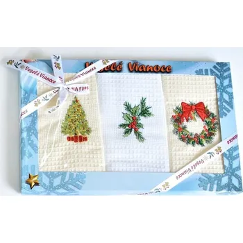 Utěrka Vánoční dárková sada utěrek 50x70 cm - modrá (balení 3 ks)