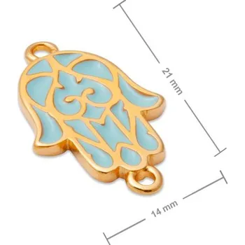 Dveřní kování Manumi spojovací díl tyrkysová hamsa 21x14 mm pozlacený