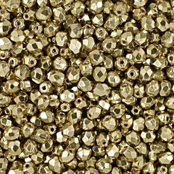 Dětské navlékací korálky Manumi české broušené korálky 3 mm Coated Golden