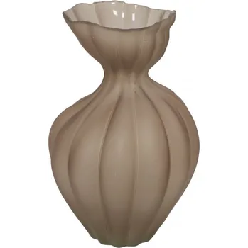 Svícen Váza Lenore Rib matná transparentní S – hnědá 30,5 cm