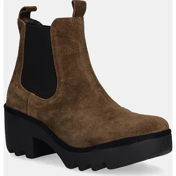 Dámská zimní obuv Semišové kotníkové boty Fly London TRIG514FLY dámské, hnědá barva, na podpatku, P501514010 88X, EUR 41