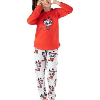 Dívčí pyžamo Červené i šedé puntíkaté dívčí pyžamo Roztomilé Berušky 1F0888 červená 158-164-13-14-let