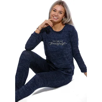 Dámské pyžamo Riflově modré luxusní hřejivé dámské pyžamo YOURSELF 1B1891 modrá l