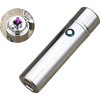 Zapalovač Elektrický zapalovač s USB nabíjením LO 25727 Stříbrná