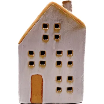 Vánoce Keramický dům glazura 9,3x8x15,5 cm s led osvětlením vč. baterií
