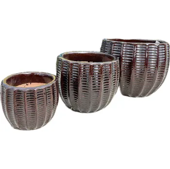 Květináč Květináč Glina pr.37 cm hnědý glazovaný zahradní
