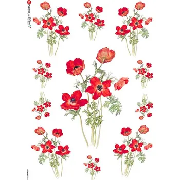 Umělecký papír Rýžový papír na decoupage - A4- Květiny (Flowers) 0035