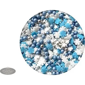 Jedlá dekorace na dort Cukrové zdobení - mix modro-bílý 50 g