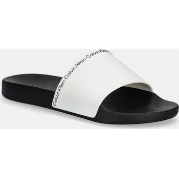 Pánské pantofle Pantofle Calvin Klein POOL SLIDE RUBBER pánské, bílá barva, HM0HM00981 00A, EUR 40