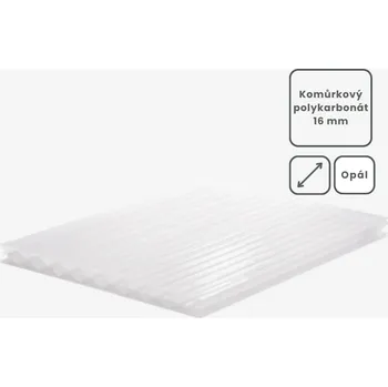 Polykarbonátová deska Komůrkový polykarbonát tl.16mm opál Rozměr desky: 2100x5000mm