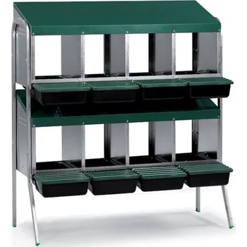 GAUN 10111 snáškové hnízdo pro slepice se sběrným košíkem na vejce osmimístné na nožičkách