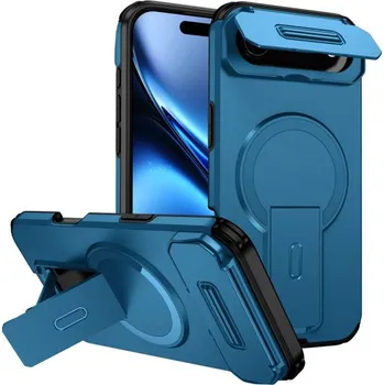 Pouzdro na mobilní telefon Kryt s posuvnou krytkou kamery, výklopným stojánkem a MagSafe pro iPhone Air - modrý